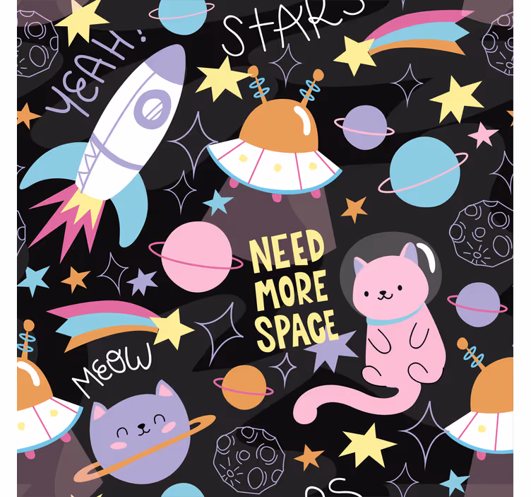 Tapete Kinderzimmer Tapete katze im weltraum - TenStickers