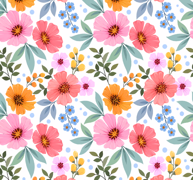 Blumentapete kleines buntes muster - TenStickers