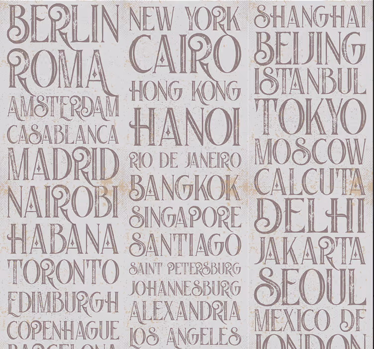 Städte der Welt Schriftzug Tapete - TenStickers