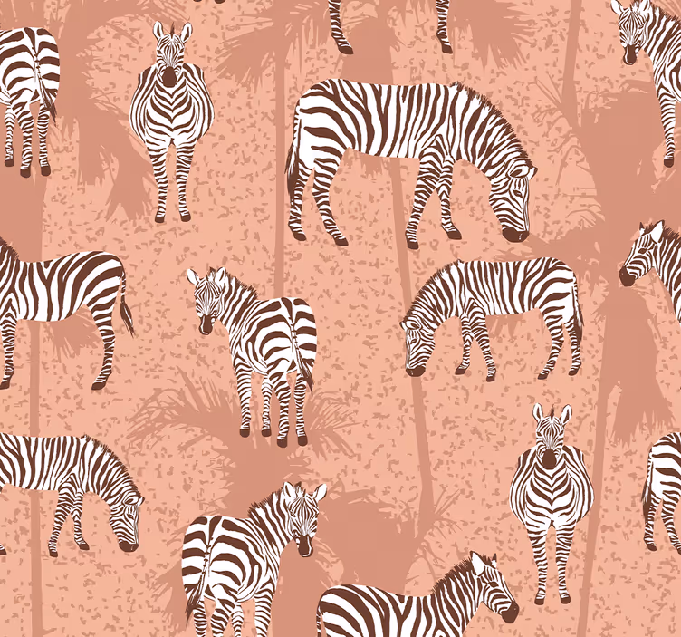 Tier Tapete Zebra und handflächen braun - TenStickers