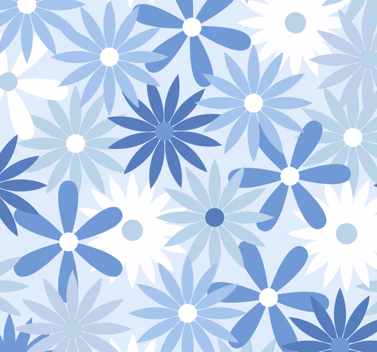 Blumentapete Vintage blautöne blumen - TenStickers