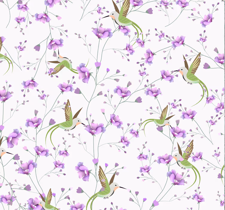 Bunte graue Tiertapete mit Kolibri - TenStickers