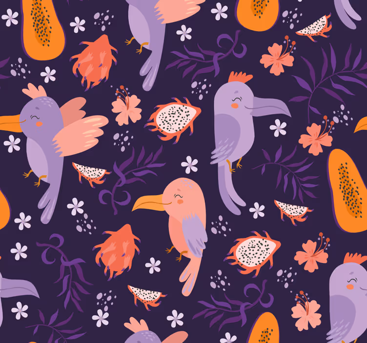 Tapete Tiere tropisches vogelmuster - TenStickers