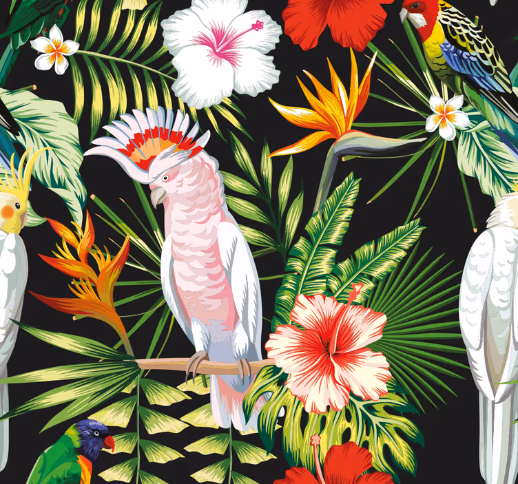 Tier Tapete Helle farbe papageien - TenStickers