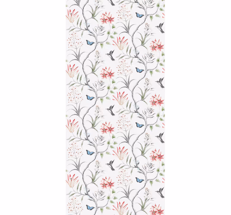 Tapete florale Ornamente blumen-vogel-muster - TenStickers
