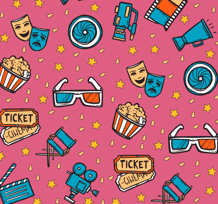 Filmabend rosa Kinder Tapete - TenStickers