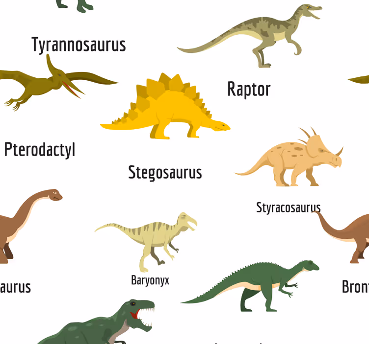 Tapete Kinderzimmer Realistische dinosaurier mit Namen - TenStickers