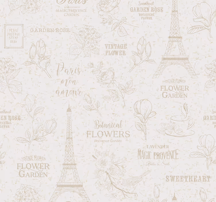 Ornament Tapete pariser blumenskizze - TenStickers