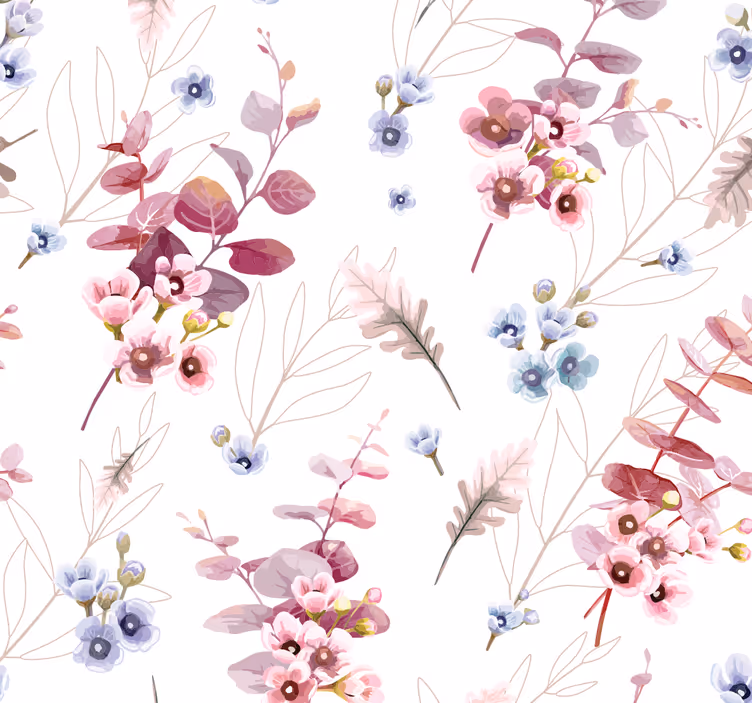 Retro Tapete Rosa vintage-stil mit blumen - TenStickers