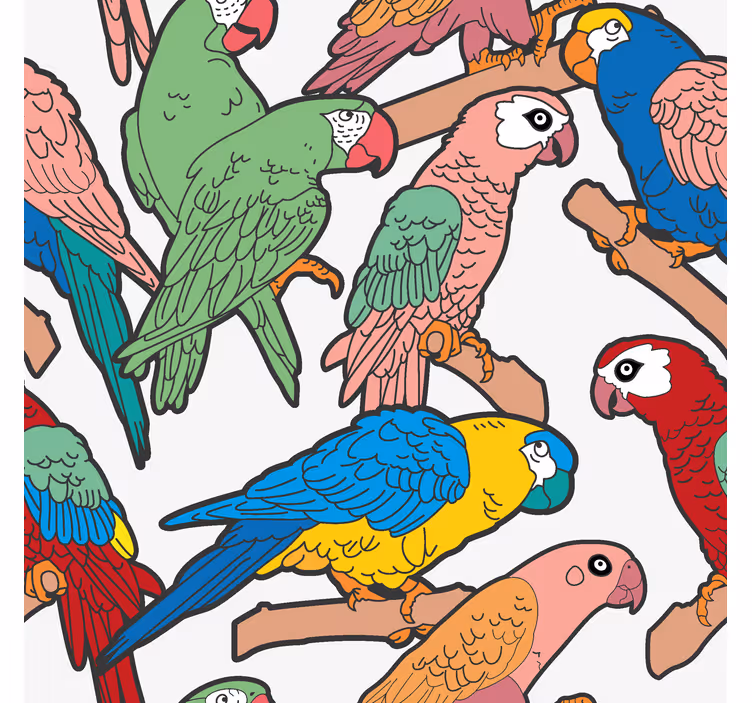 Tier Tapete Vielzahl von papageien - TenStickers