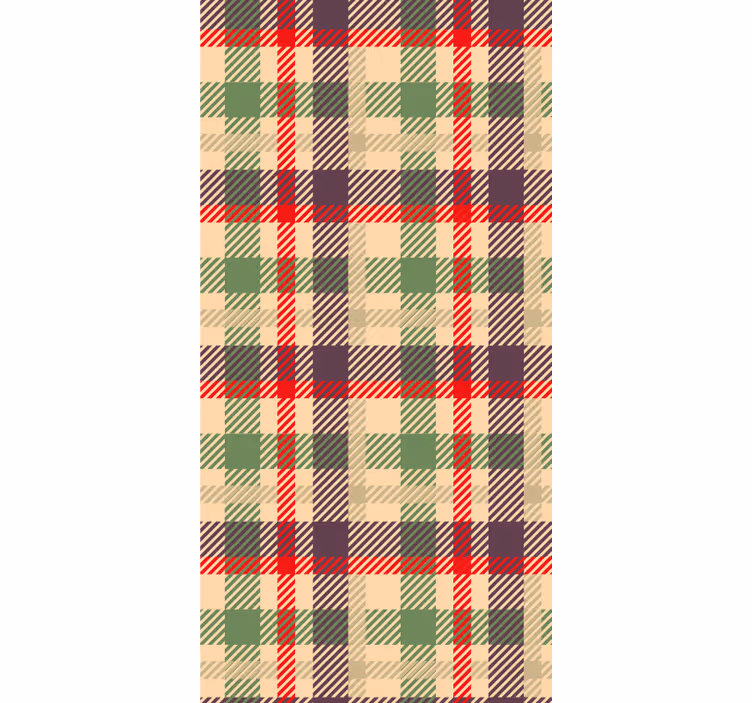 Retro Tapete Roter und grüner tartan - TenStickers