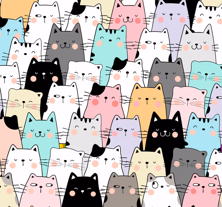 Tier Tapete Jugendzimmer Katzen - TenStickers