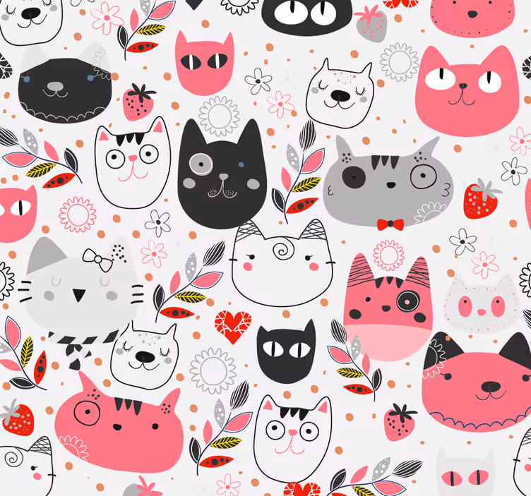 Tier Tapete Illustrierte katzen - TenStickers