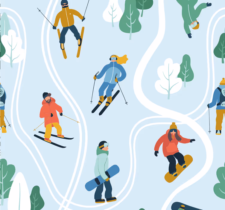 Tapete Babyzimmer spielerischer wintersport - TenStickers