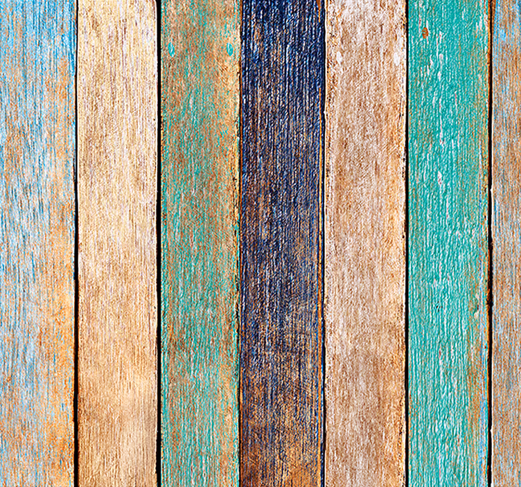 Gestreifte Tapete Buntes Holz - TenStickers