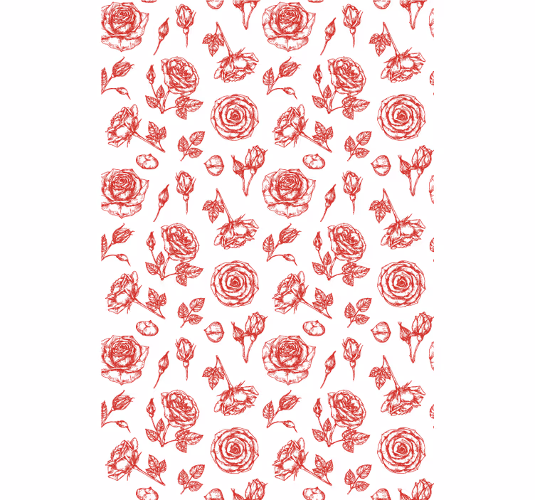 Blumentapete Rote konturen nahtlose rosen - TenStickers
