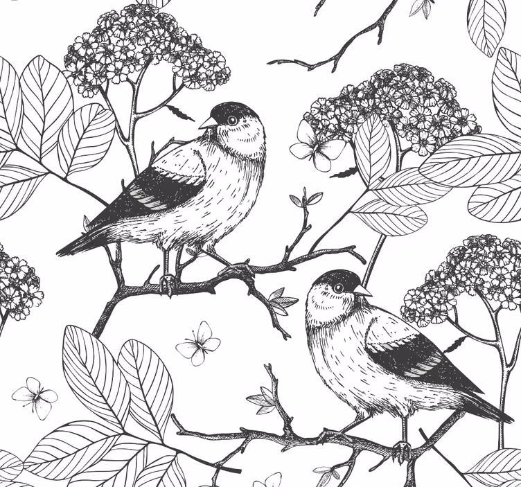 Tapete Vögel vögel botanisches motiv - TenStickers