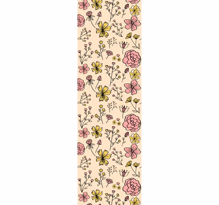 Blumentapete Vintage blumen zeichnen - TenStickers