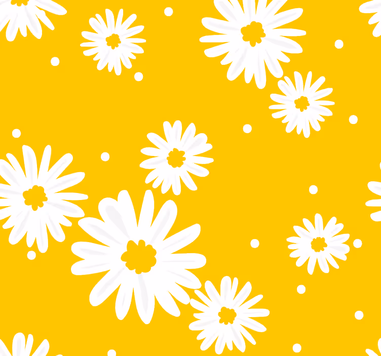 Blumentapete Gänseblümchen auf gelb - TenStickers