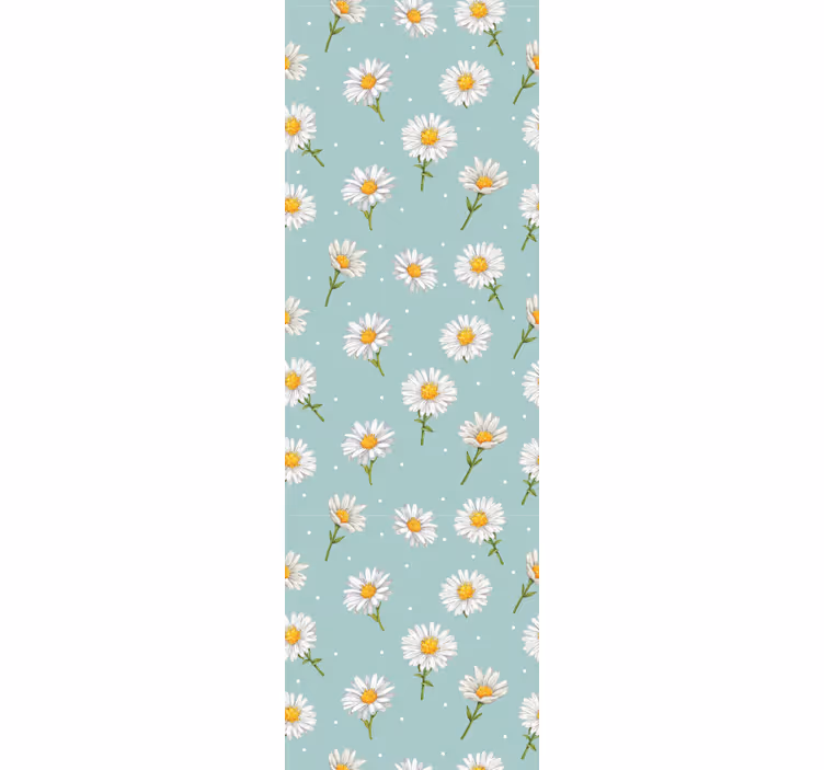 Blumentapete Gänseblümchen auf hellblau - TenStickers