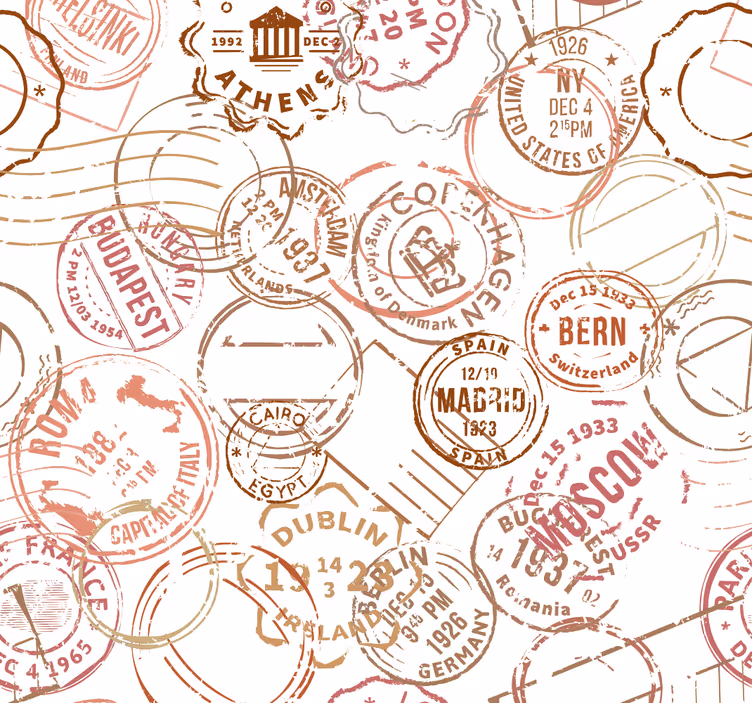 klassische Tapete Retro-briefmarken - TenStickers