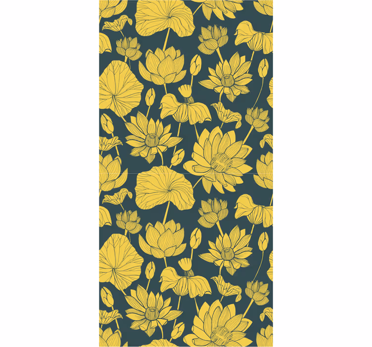Blumentapete botanische lotusillustration - TenStickers
