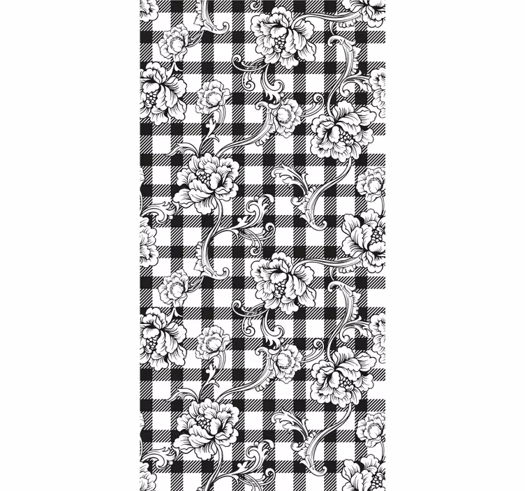 Tapete florale Ornamente blumenschachbrett - TenStickers