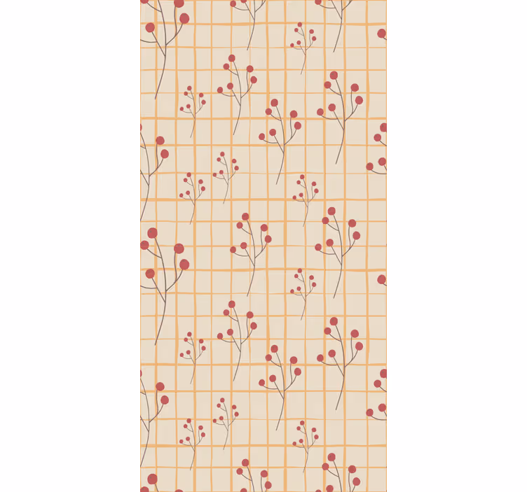 Blumentapete mit beerenzweig-muster - TenStickers