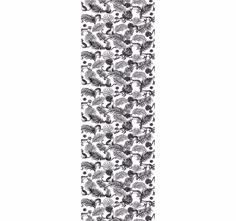 Tapete Dschungel schwarz-weiß-muster - TenStickers