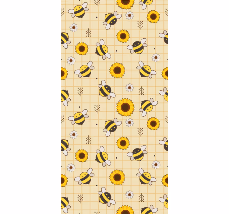 Tapete Tiere bienen-sonnenblumen-muster - TenStickers