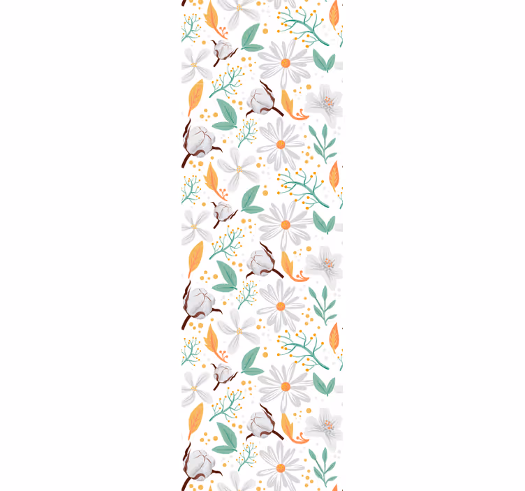 Pflanzen Tapete Blumen auf weißem Hintergrund - TenStickers