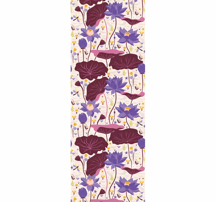 Blumentapete blaues und violettes muster - TenStickers