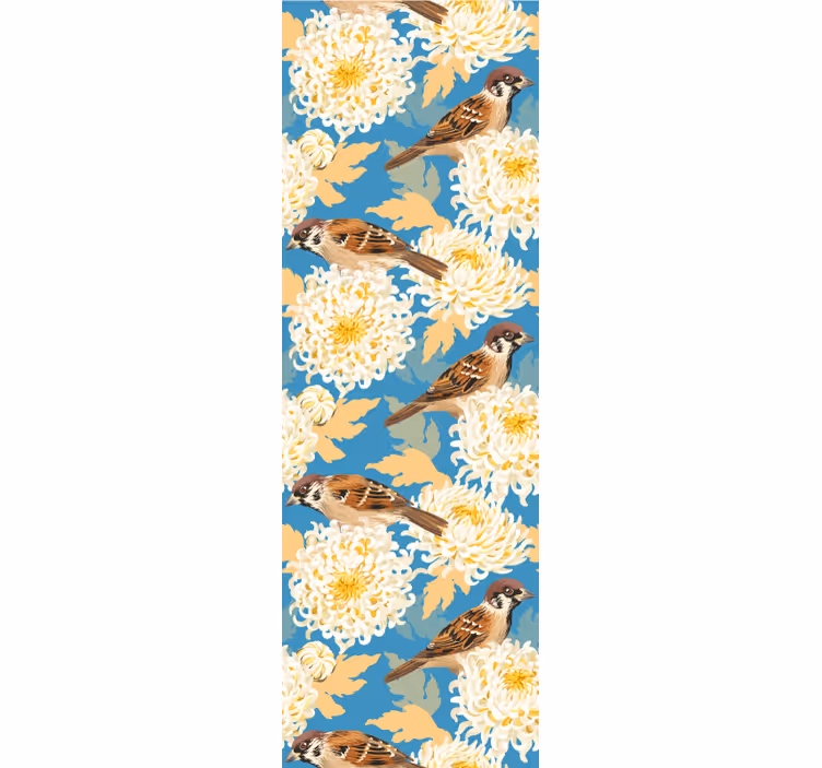 Tapete Vögel chrysanthemen-spatzen - TenStickers