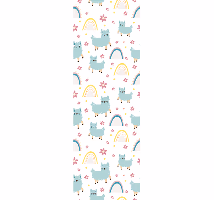 Tapete Babyzimmer alpaka-regenbogenmuster - TenStickers