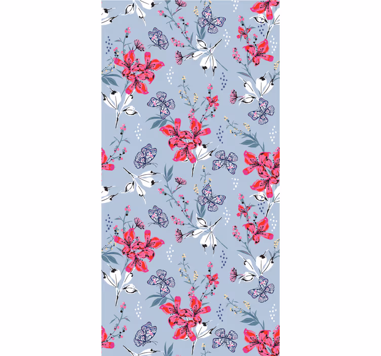 Blumentapete blumen-schmetterlings-design - TenStickers