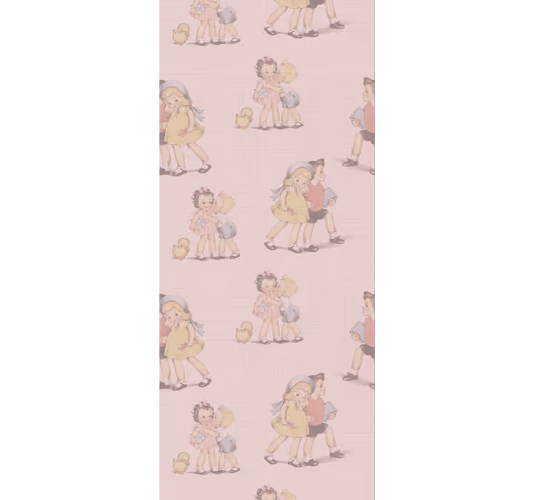 Retro Tapete 80er jahre Muster kinder und blumen - TenStickers
