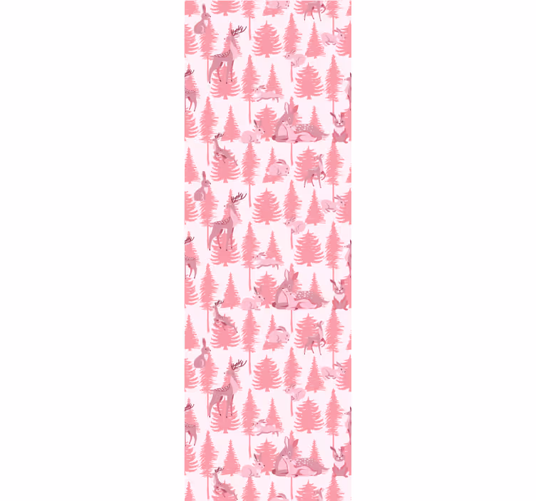 Tapete tiere im pinken waldmotiv - TenStickers