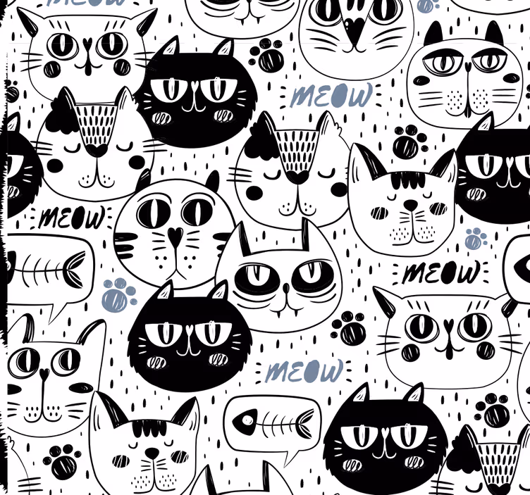 Tapete Katzen stilisiertes katzenmuster - TenStickers