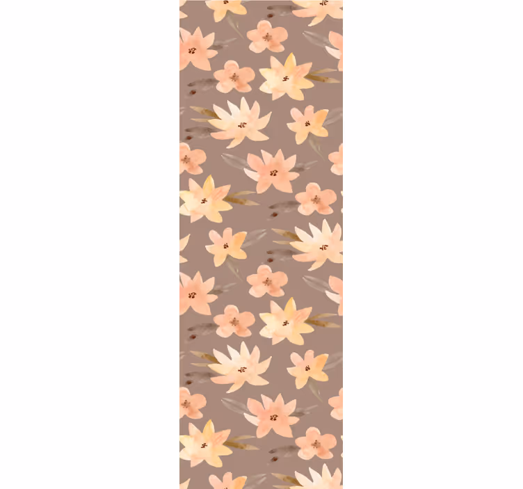 Blumentapete mit braunem blütenmuster - TenStickers