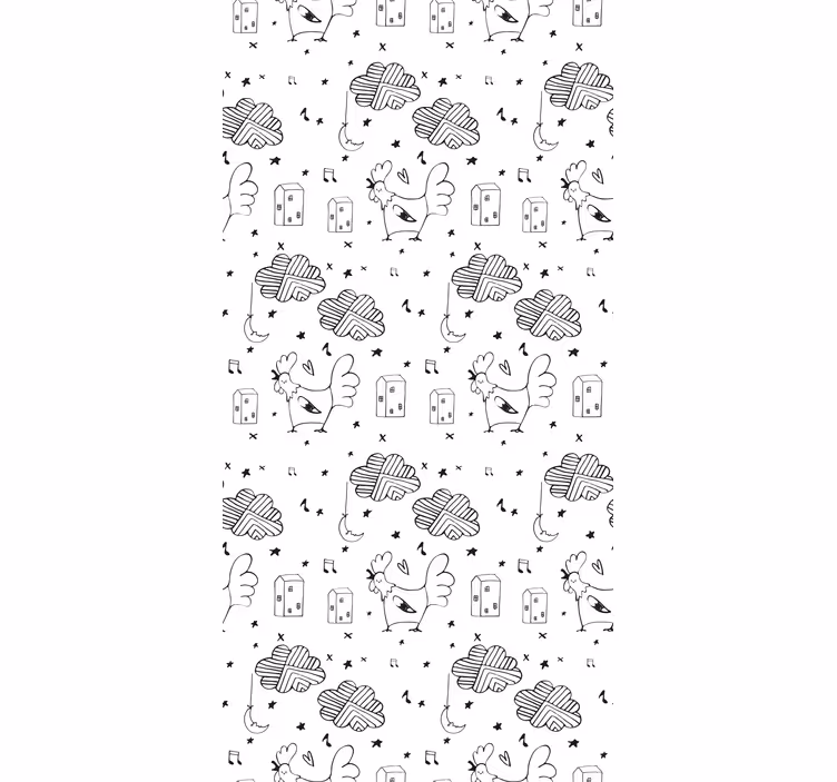 Tapete Tiere hahn-cartoon-muster - TenStickers