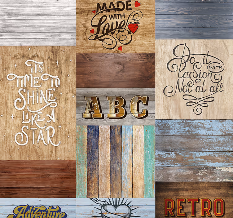 Tapete Wohnzimmer inspirierender holzschriftzugstil - TenStickers