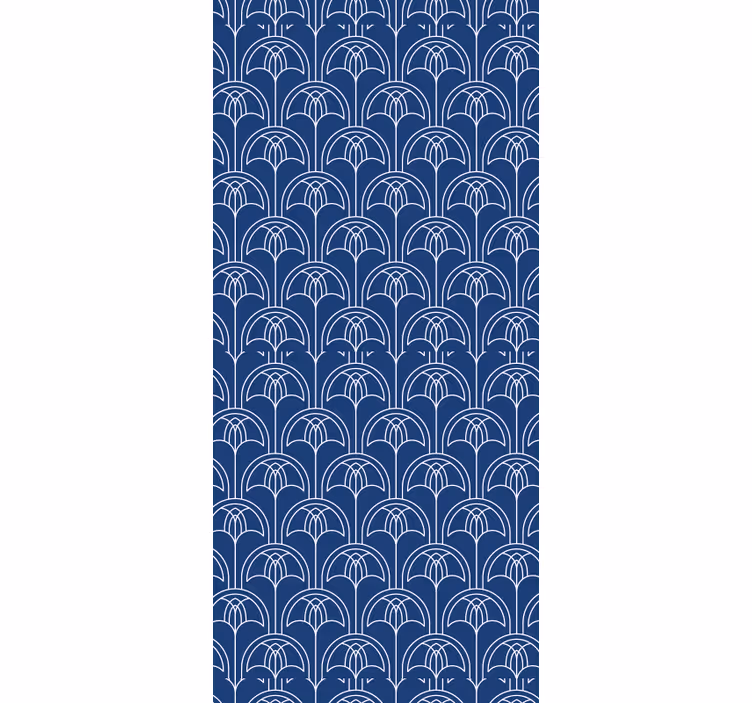Tapete florale Ornamente blaues umrissmuster - TenStickers