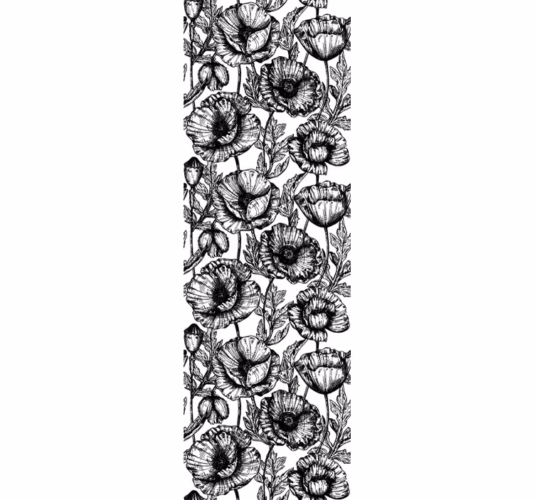 Blumentapete schwarzes blumenmuster - TenStickers