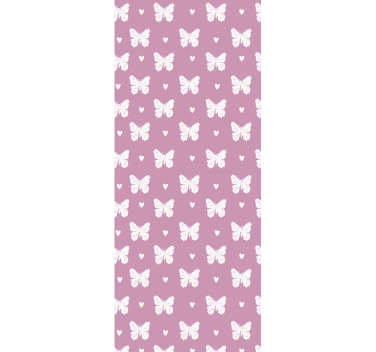 Tapete schmetterling mit herzmuster in weiß und rosa - TenStickers