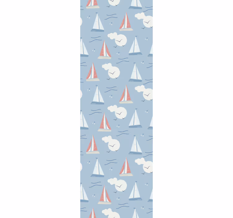 Tapete Kinderzimmer segelboote und wolken - TenStickers
