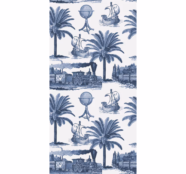 Klassische Tapete Französisches vintage-muster in blau - TenStickers