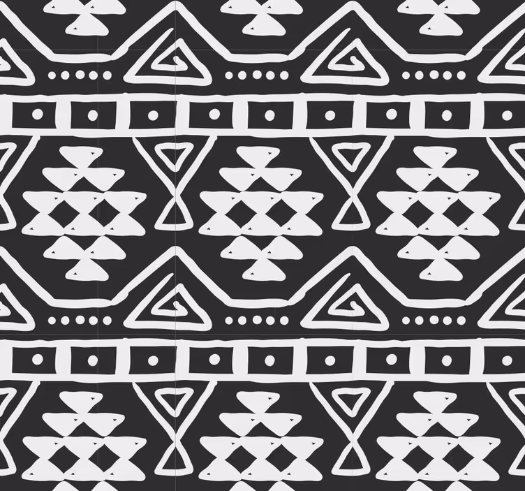 Texturtapeten Böhmisches schwarz-weiß-muster - TenStickers