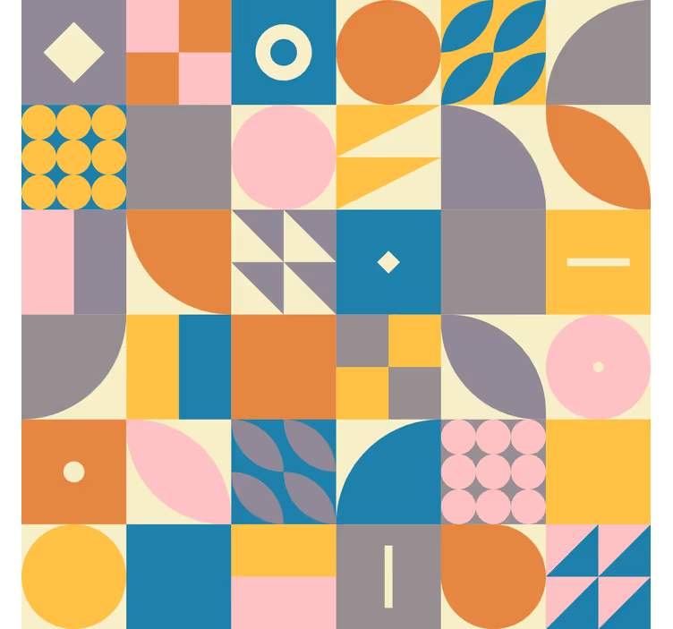 Tapeten Wohnzimmer retro-geometrisch - TenStickers