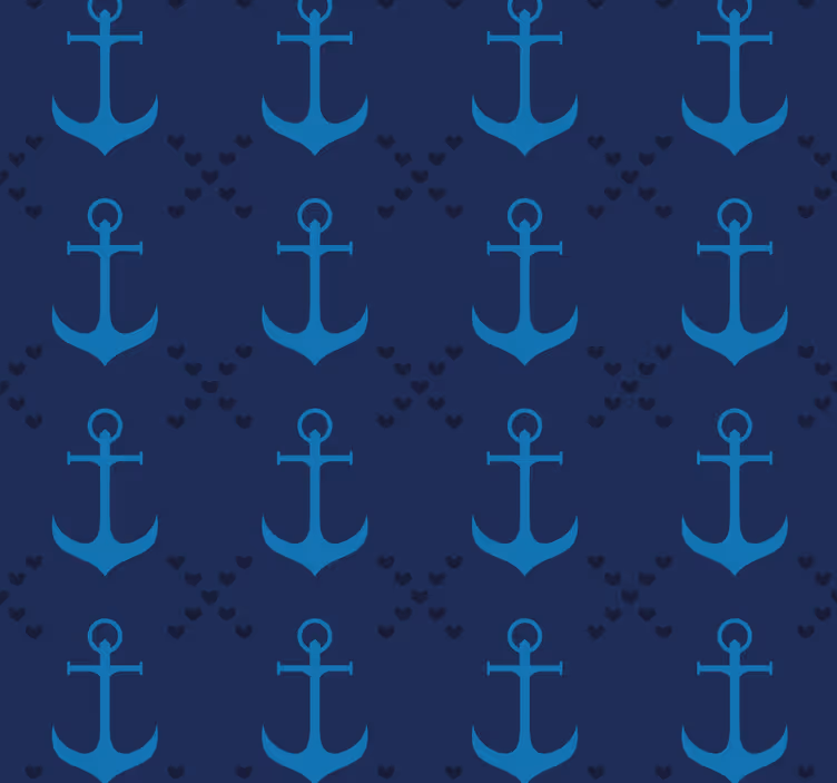 Tapete Wohnzimmer marineblaue anker - TenStickers