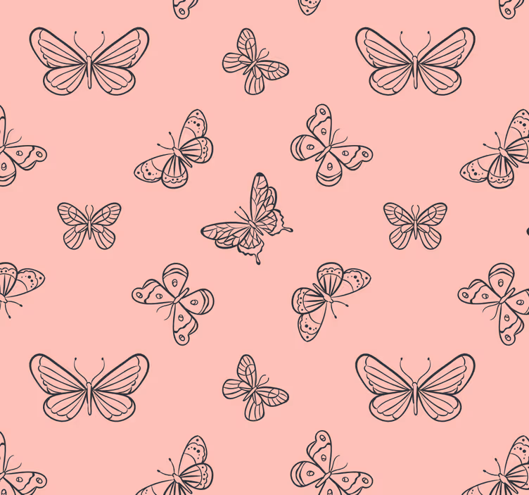 Tapete Rosa schmetterlingsmuster - TenStickers
